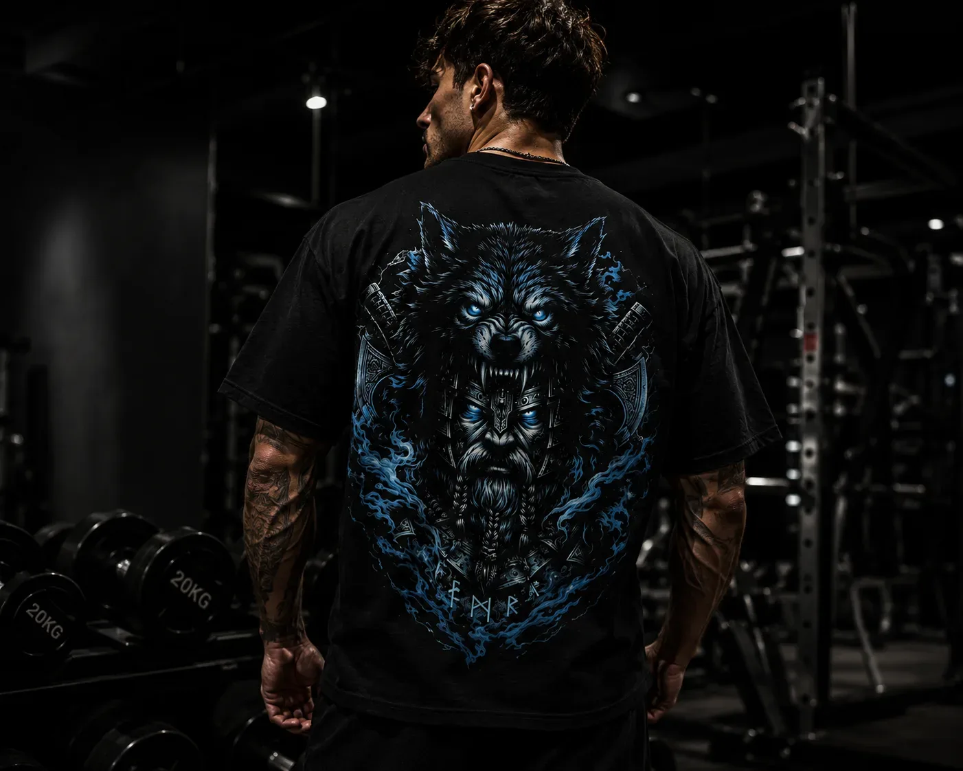 Luchador con la camiseta Berserker nórdica