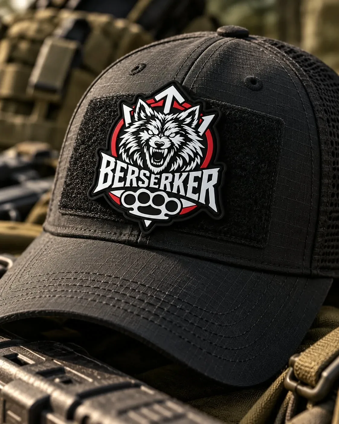 Parche Ulfhednar en el panel de velcro de una gorra táctica